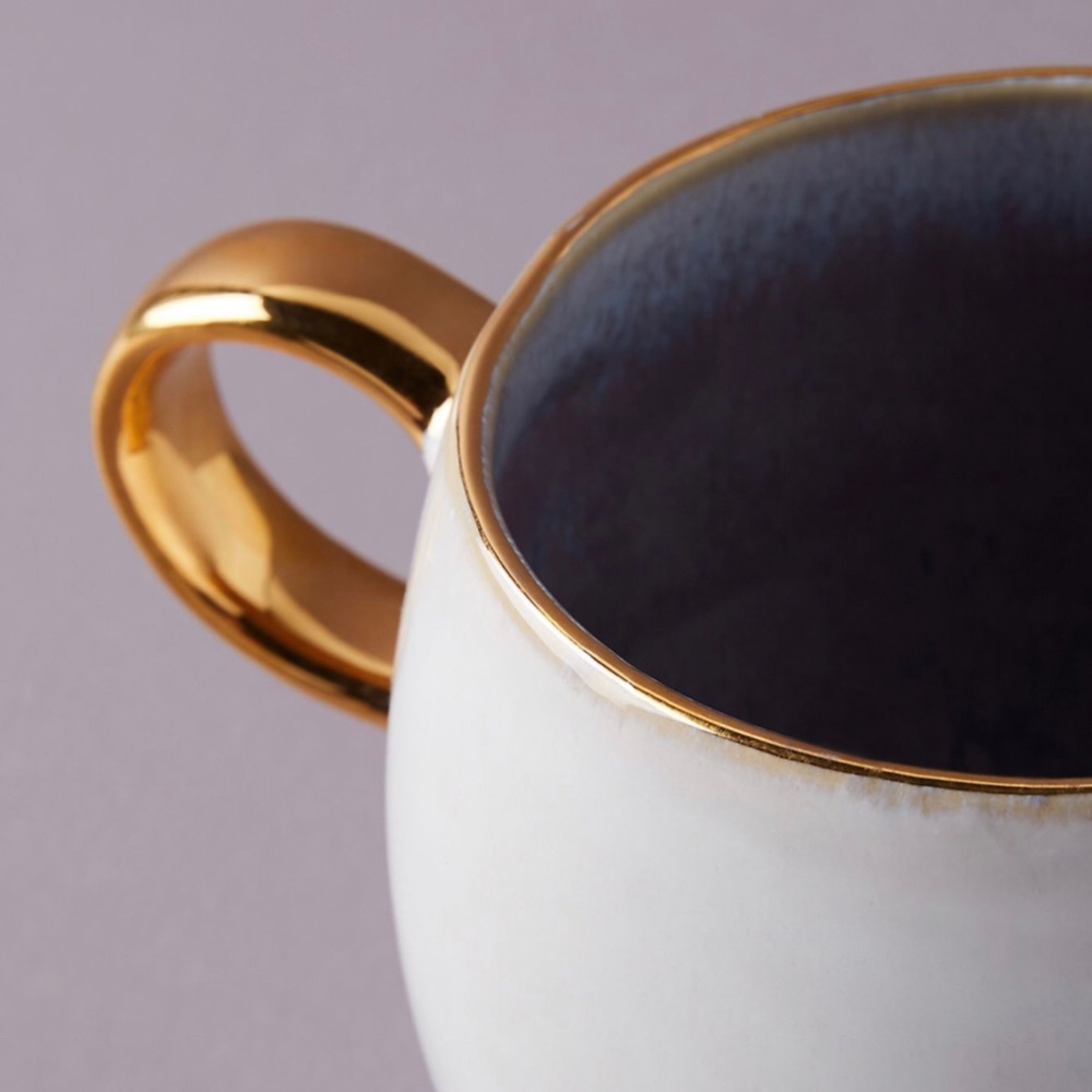 Anthropologie Set of Gilded Mugs(2)
